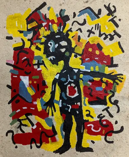 Explaining, 2022, acrylic on handmade paper